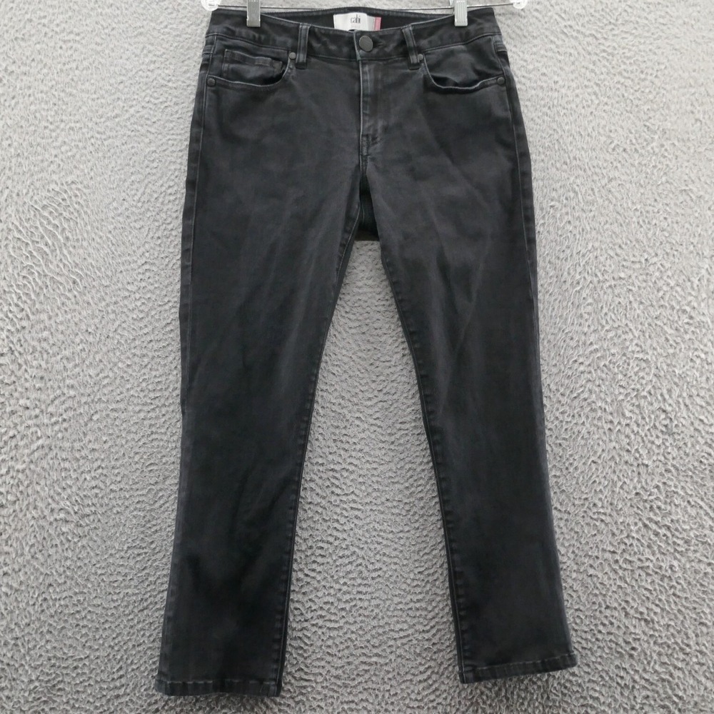 Cabi New Crop Jeans Womens Size 6 Black Stretch Denim Slim Straight Pants 3189